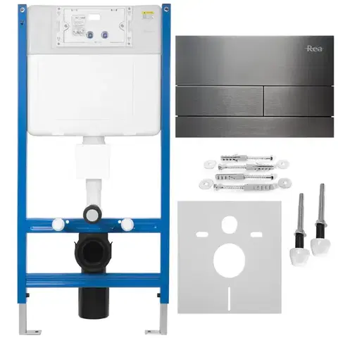 REA Podomítkový WC systém K011A-Q + tlačítka T Titan KPL-E0632