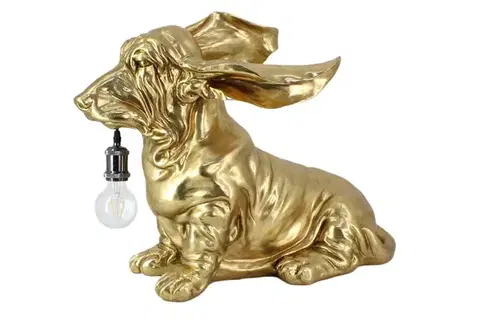 Estila Designová atypická glamour stolní lampa Pop Atelier ve tvaru jezevčíku ve zlaté barvě 66 cm
