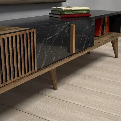 TV stolek Milan - Walnut, Black