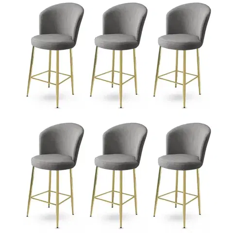 Bar Stool Set (6 Pieces) Alte - Grey, Gold