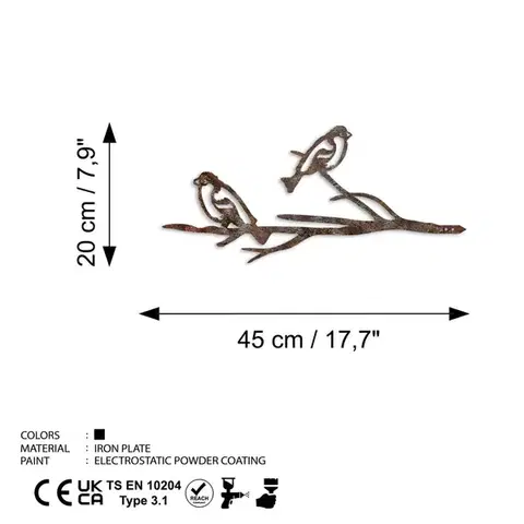 Zahradní dekorace Bird On The Branch 08 - Brown