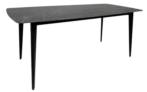 Estila Moderní černý obdélníkový jídelní stůl Tazer s deskou s mramorovým designem a kovovými nohama 180 cm