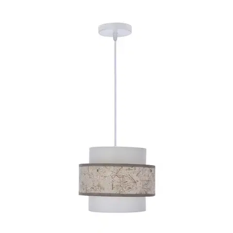 Závěsná lampa Calmi bílá 1x40W e27 stínidlo bílá+béžová