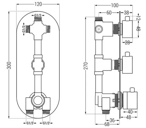 MEXEN Kai termostatická baterie sprcha/vana 3-output grafit 77603-66