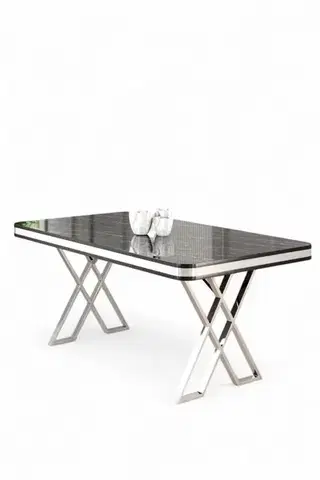 Jídelní stůl Vals - Black Marble, Chrome