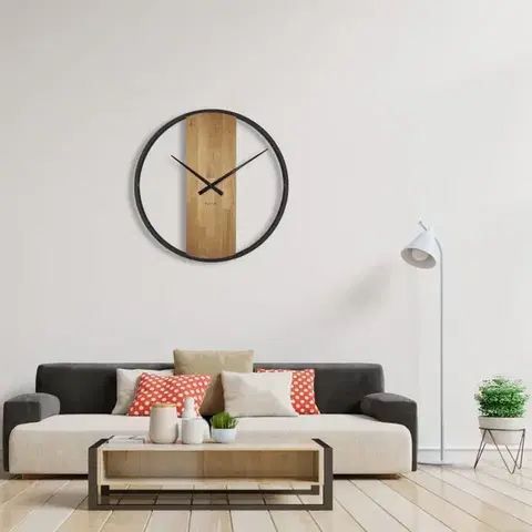 Kulaté dubové hodiny LOFT 3D