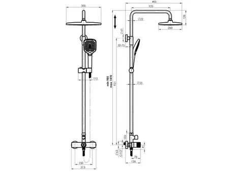 Rubineta Sprchový set SET VENETO+EASY PUSH-15, chrom OLBA625141
