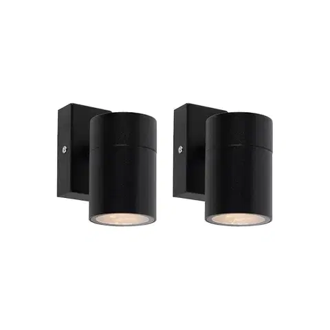 Sada 2 venkovních nástěnných lamp černých z nerezové oceli IP44 - Solo