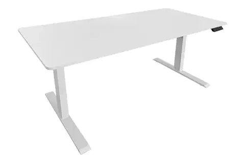 Estila Moderní designový psací stůl Vancouver s výškově nastavitelnou melaminovou deskou v bílé barvě 140 cm