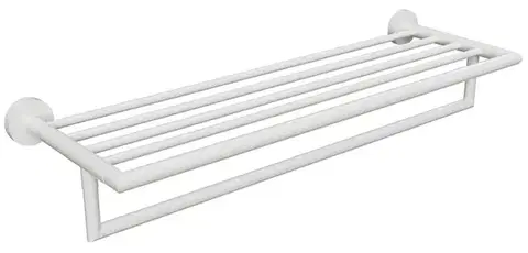 SAPHO X-ROUND WHITE polička na ručníky s hrazdou 500, bílá mat XR421W