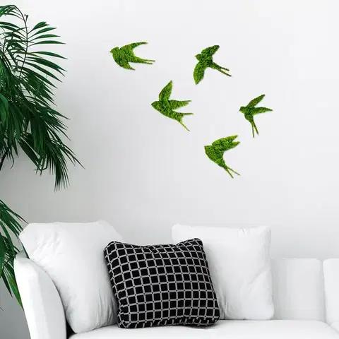 Wallity Nástěnná kovová dekorace Swallows zelená