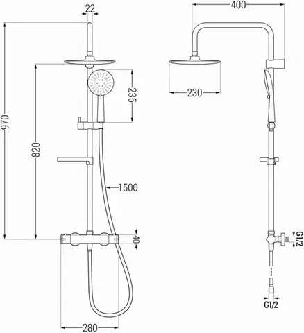 MEXEN/S KX33 sprchový sloup s termostatickou baterií bílá / chrom 771503391-21