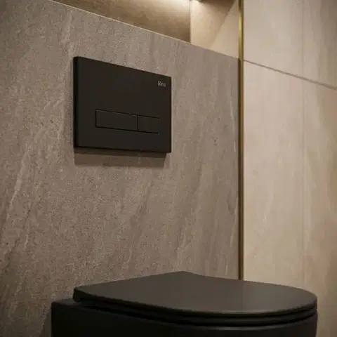 REA Podomítkový WC systém K011A-Q + tlačítka I HD Black KPL-E0633