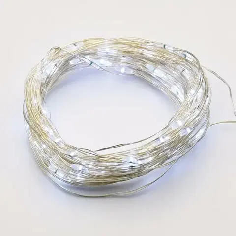 ACA Lighting 20 LED dekorační řetěz CW stříbrný měďený kabel na baterie 2xCR2032 IP20 2m+10cm 1.2W X0120216