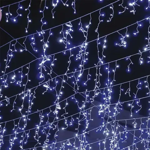 ACA Lighting Vánoční osvětlení LED krápník 144 LED 24 pramenů studená bílá vč. napájení prodloužitelné max 4 sady + 8 programů IP44 300x60cm čirý kabel X08144222