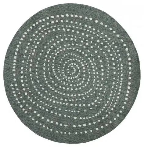 Hanse Home, Kusový koberec Twin-Wendeteppiche 103111 grün creme kruh – na ven i na doma, 140x140 (průměr) kruh, zelená, chodba / předsíň