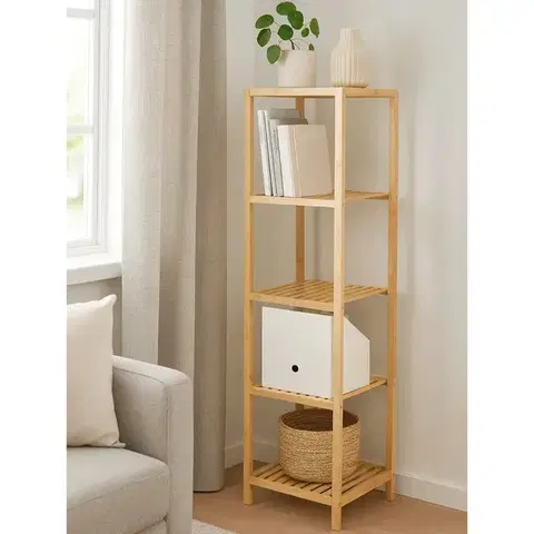 Koupelnový regál WABISABI TOWER 5, bambusový