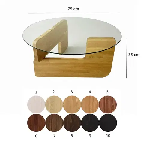 Konferenční stolek Mia - Oak, Transparent