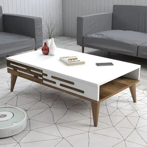 Konferenční stolek Valensiya - Walnut, White