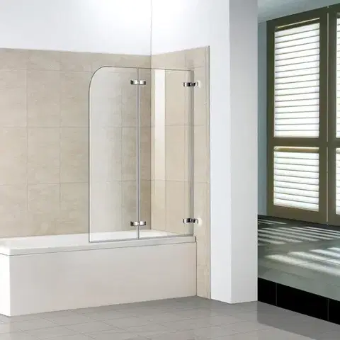 H K Vanová zástěna S2 CLEAR 100x140 dvoudílná sklopná, čiré sklo SE-S2CLEAR100