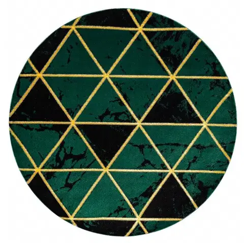 Dywany Łuszczów, Kusový koberec Emerald 1020 green and gold kruh, 120x120 (průměr) kruh, zelená, ložnice
