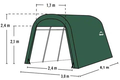 Plachtová garáž 3 x 6,1 m zelená Dekorhome