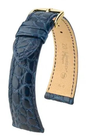 Řemínek Hirsch Regent - modrý, mat - 18 mm - L – Standardní délka - 16 mm - Stříbrná