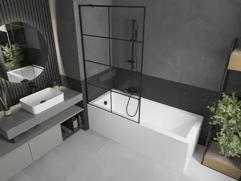 MEXEN/S Next vanová zástěna FIX 100x150, černý dekor, černý 895-100-000-00-77-70