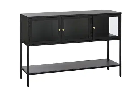 Estila Příborník Soeren, černý kov/sklo, 132 cm