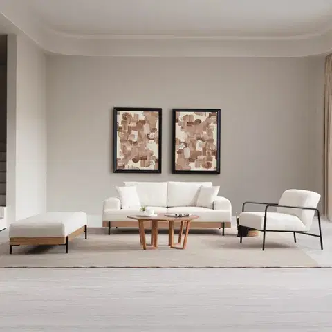 Taburet Eti Oak Pouffe White