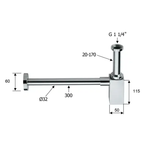 SAPHO Umyvadlový sifon 5/4", odpad 32, hranatý, zlato mat SI419