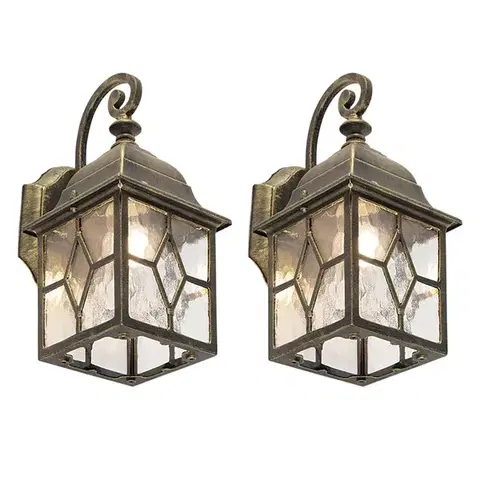 Sada 2 romantických venkovních nástěnných lamp bronzových - Londýn