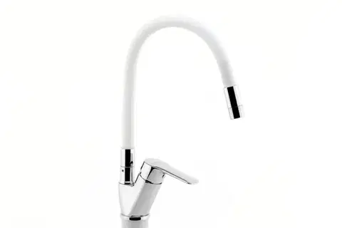 NOVASERVIS Dřezová baterie s bílým flexi ramenem Metalia 54, chrom 54014F,0B