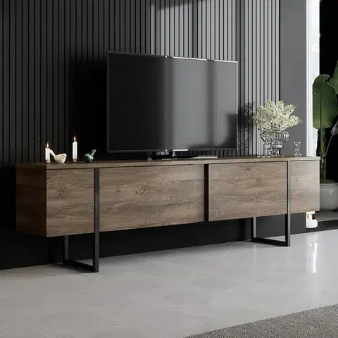 Televizní stolek Luxe Walnut and Black