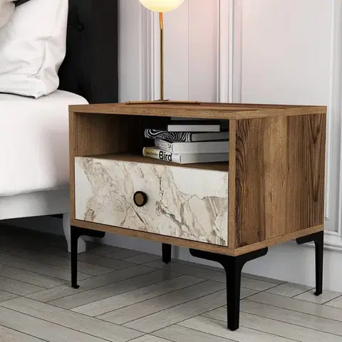 Noční stolek Lizbon 531 - Walnut, White
