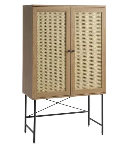 Estila Barová skříňka Malmo, dub/ratan, 135 cm