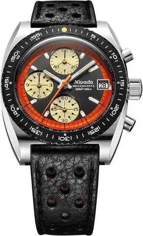 Nivada Grenchen Autochron Orange Mecaquartz - Rubber Tropic