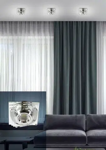 Stropní svítidlo, bezbarvé, LED, 3W, sklo, čtvercové, SS-32