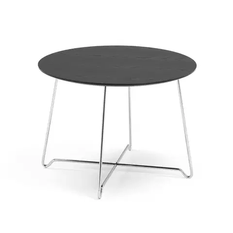 Konferenční stolek IRIS, Ø700 mm, chrom, černá deska