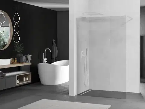 MEXEN/S Kioto Sprchová zástěna WALK-IN 85 x 200, transparent 8 mm, bílá 800-085-101-20-00