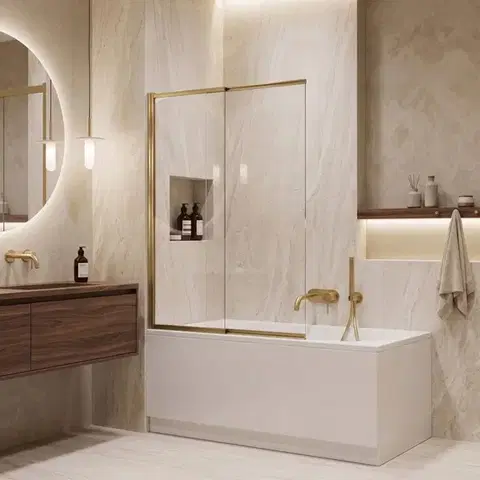 REA Vanová zástěna posuvná Dario Brush Gold 120 REA-W7888