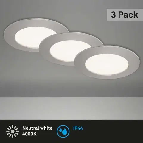 BRILONER 3ks sada LED vestavné svítidlo, pr. 12 cm, 8 W, matný nikl IP44 BRI 7284032