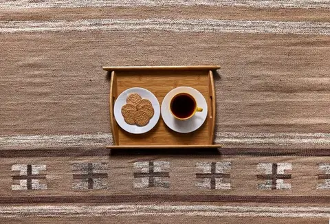 Diamond Carpets India, Ručně vázaný kusový koberec Ginger DESP P83 Brown Cream, 80x150, hnědá, chodba / předsíň