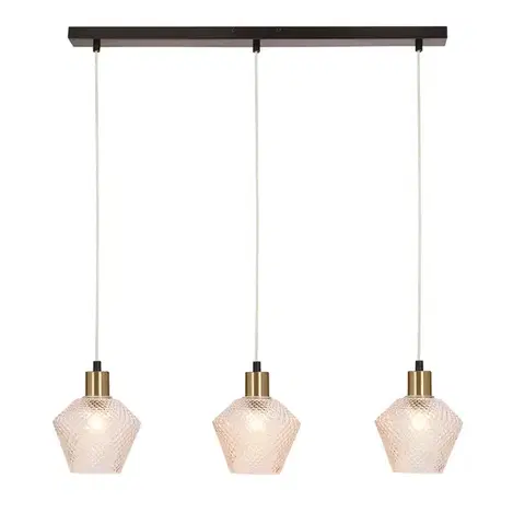 Závěsná lampa Greniko černá 3x40W E14 průhledné stínidlo