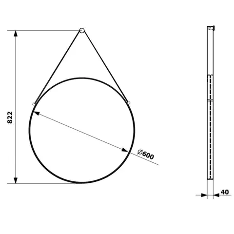 SAPHO ORBITER kulaté zrcadlo s koženým páskem ø 60cm, zlato mat ORT060G