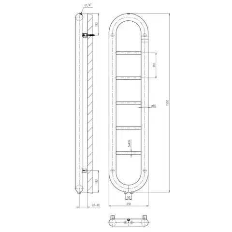 SAPHO HORIZON otopné těleso 330x1500 černá mat IR195