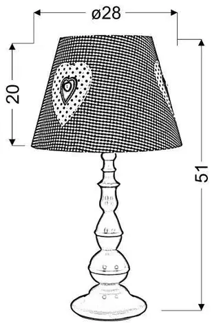 Stolní lampa bílá a růžová 51cm Sweet