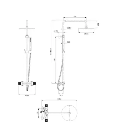 OMNIRES CONTOUR termostatický sprchový sloup antracit /AT/ CT8044AT