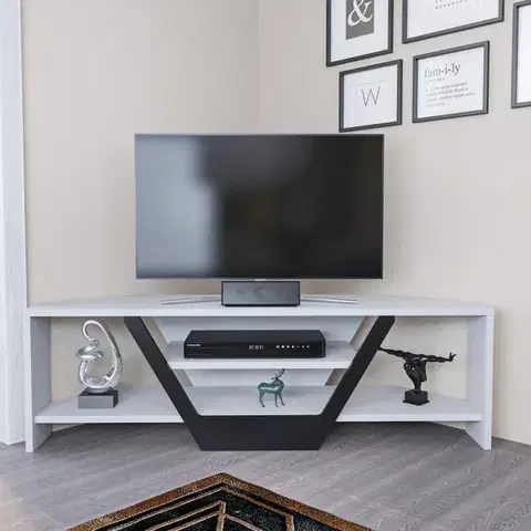 TV stolek Sares - White, Black