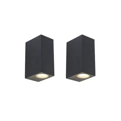 Sada 2 moderních nástěnných lamp černých 2-světlo IP44 - Baleno